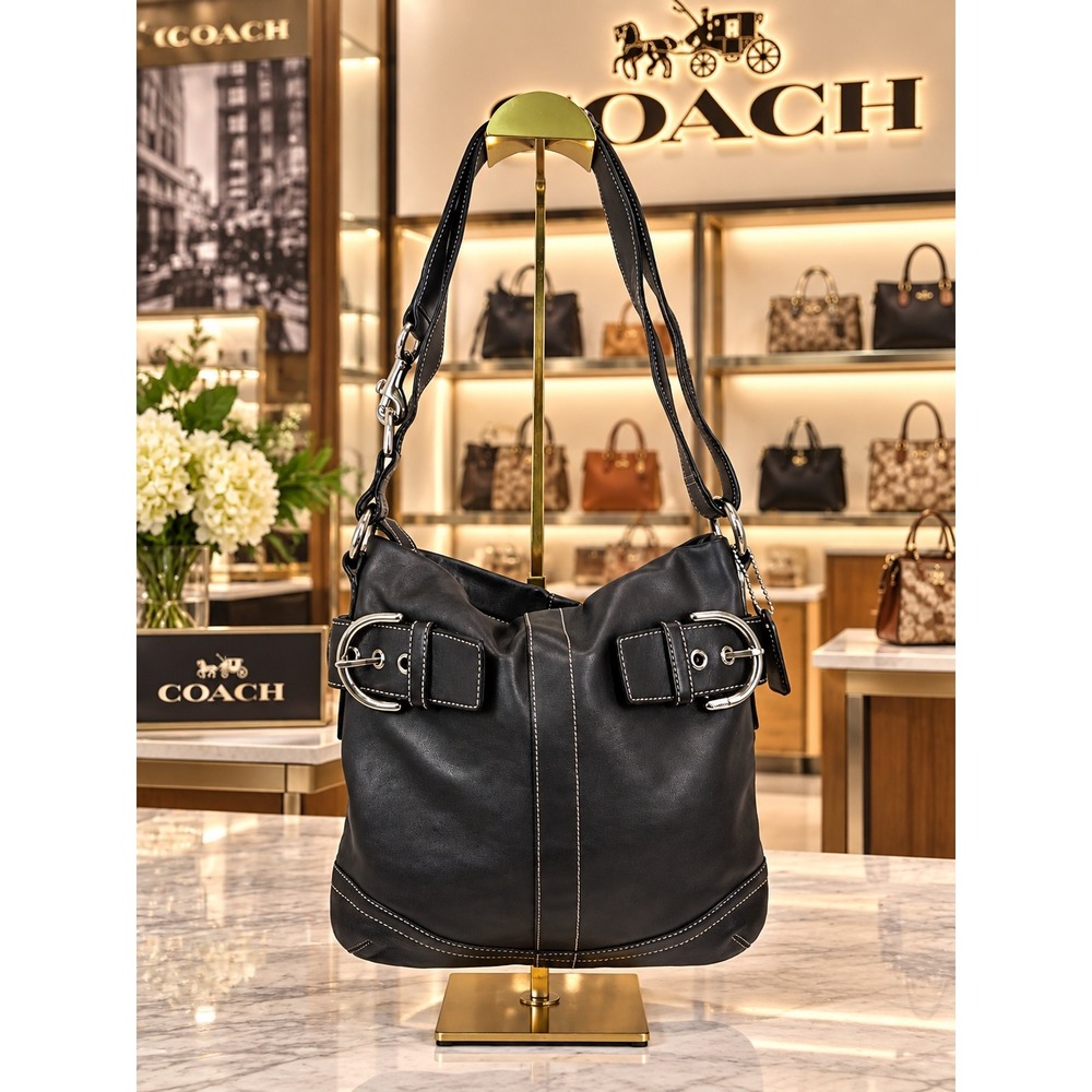 Coach Soho Buckle Hobo Bag Black Leather Shoulder Purse 1452